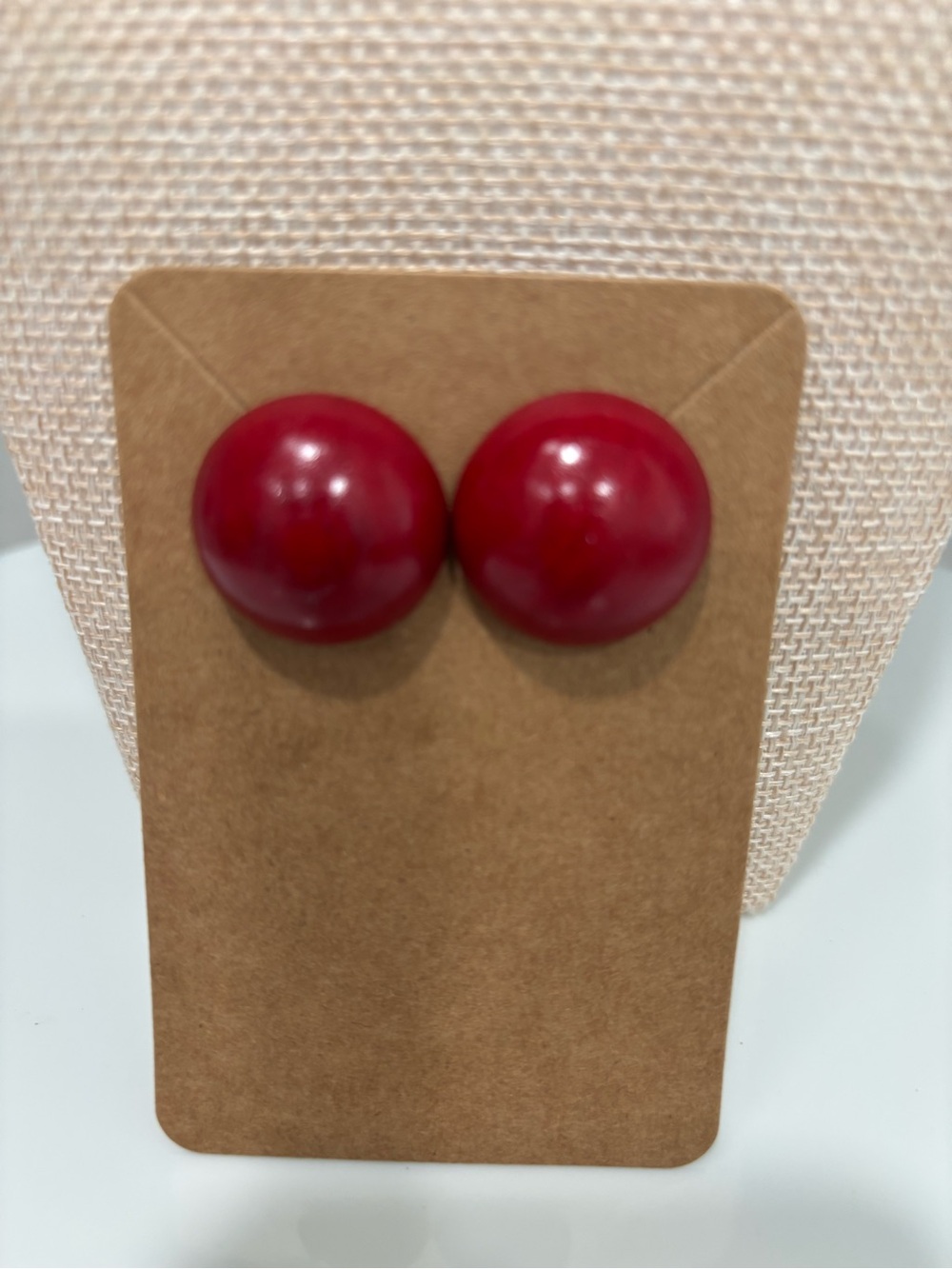 Classic Red Dome Stud Earrings - Women Jewelry